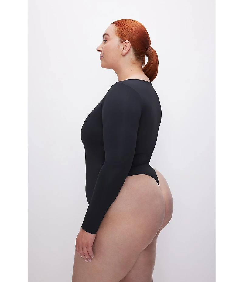 Good American Plus Size Sculpting Scoop Neck Long Sleeve Bodysuit