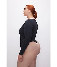 Good American Plus Size Sculpting Scoop Neck Long Sleeve Bodysuit