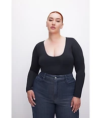 Good American Plus Size Sculpting Scoop Neck Long Sleeve Bodysuit