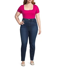 Good American Plus Size Sculpting Square Neck Short Sleeve Bodysuit