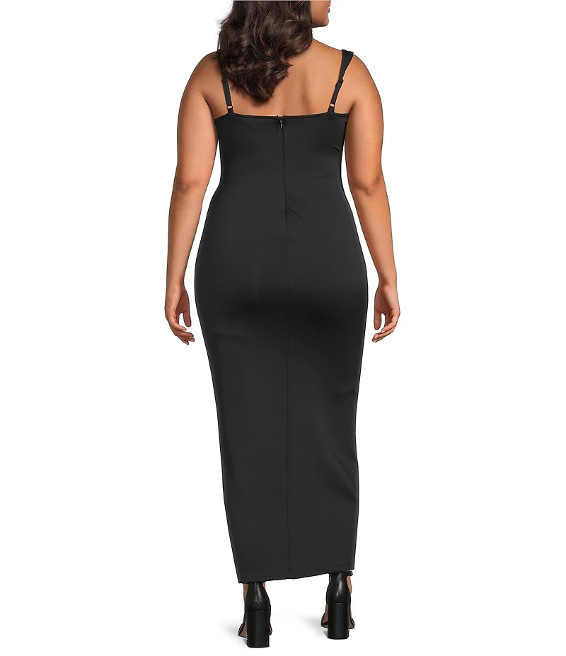 Good American Plus Scuba Sweetheart Neckline Sleeveless Dress