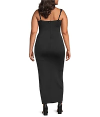 Good American Plus Scuba Sweetheart Neckline Sleeveless Dress