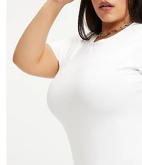 Good American Plus Size Compressive Scuba Crew Neck Short Sleeve Bodysuit