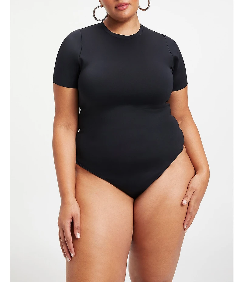 Good American Plus Size Compressive Scuba Crew Neck Short Sleeve Bodysuit