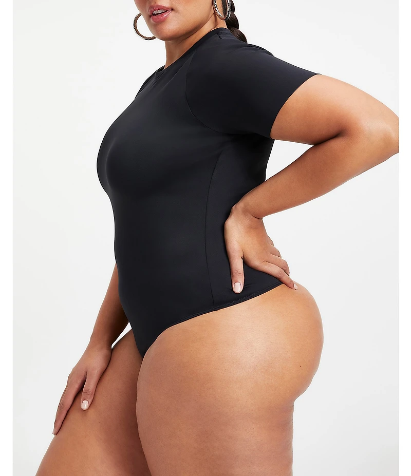 Good American Plus Size Compressive Scuba Crew Neck Short Sleeve Bodysuit