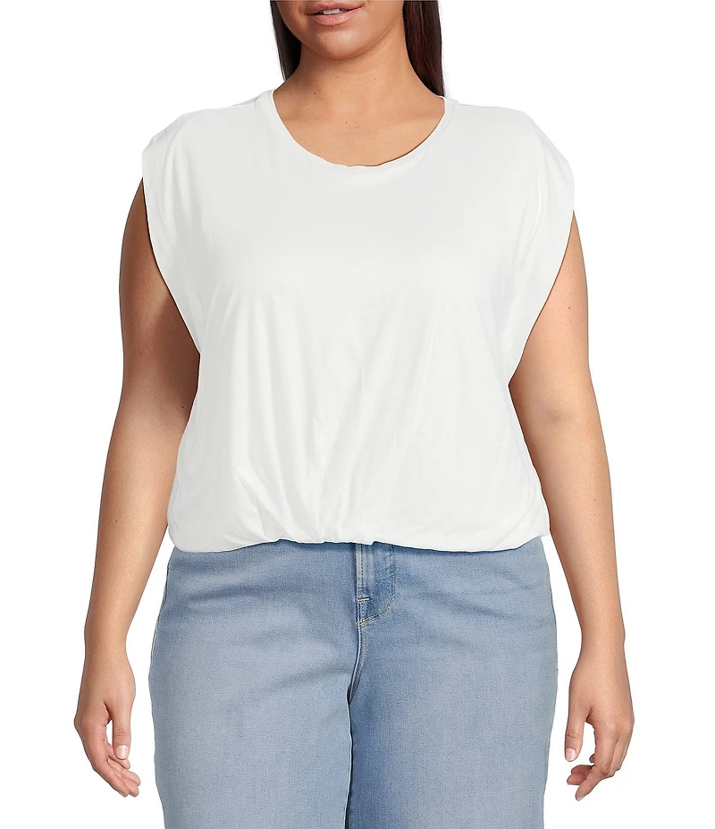 Good American Plus Size Cotton Muscle Crew Neck Sleeveless Tee