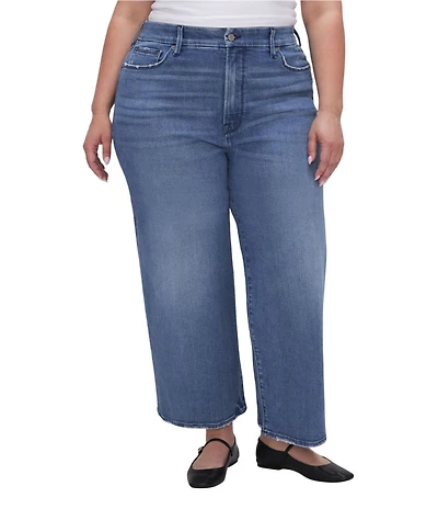 Good American Plus Size Denim Good Waist Palazzo High Rise Cropped Jeans