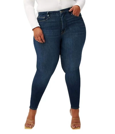 Good American Plus Size Good Legs High Rise Gap-Proof Waistband Stretch Denim Skinny Jeans