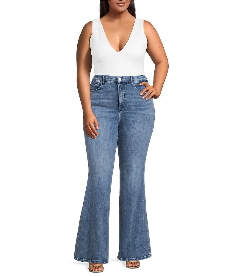 Good American Plus Size Good Legs Mid Rise Flare Jeans