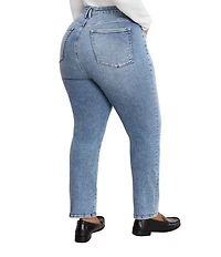 Good American Plus Size Good Legs Straight Mid Rise Denim Jeans