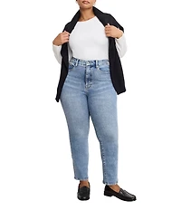 Good American Plus Size Good Legs Straight Mid Rise Denim Jeans
