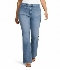 Good American Plus Size Good Legs Stretch Mid Rise Flare Leg Jeans