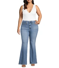 Good American Plus Size Good Legs Stretch Mid Rise Flare Leg Jeans