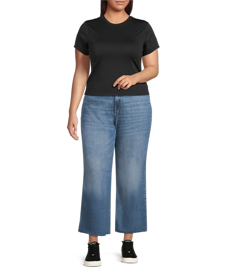 Good American Plus Size Good Skate Cropped High Rise Wide Leg Denim Jeans
