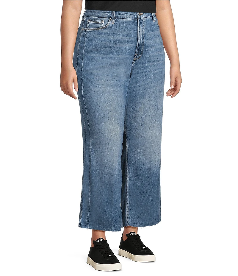 Good American Plus Size Good Skate Cropped High Rise Wide Leg Denim Jeans