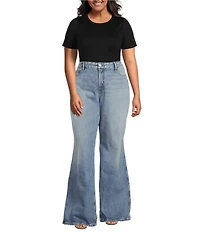Good American Plus Size Good Skate High Rise Wide Leg Jeans