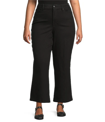 Good American Plus Size Good Waist Cropped High Rise Wide Leg Palazzo Jeans