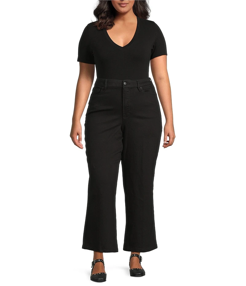 Good American Plus Size Good Waist Cropped High Rise Wide Leg Palazzo Jeans