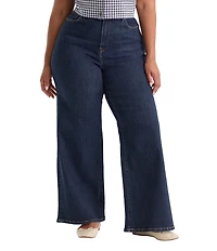 Good American Plus Size Good Waist High-Rise Palazzo Wide Leg Ankle Length Denim Jeans