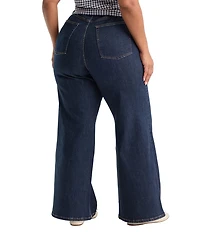 Good American Plus Size Good Waist High-Rise Palazzo Wide Leg Ankle Length Denim Jeans