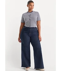 Good American Plus Size Good Waist High-Rise Palazzo Wide Leg Ankle Length Denim Jeans