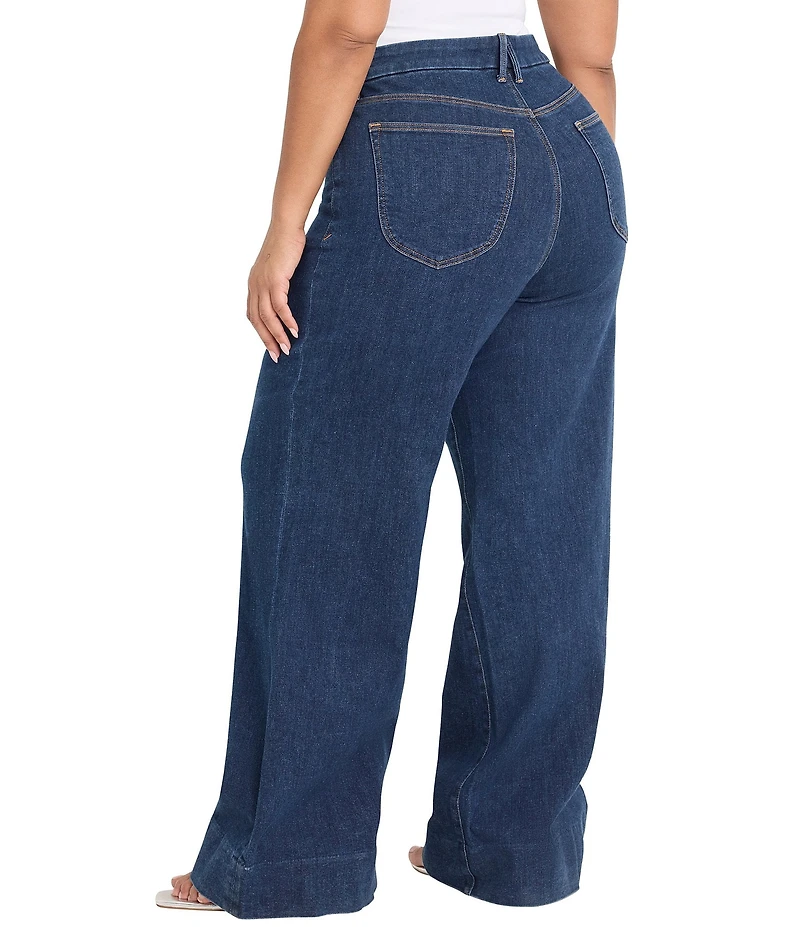 Good American Plus Size Good Waist High Rise Wide Leg Palazzo Denim Jeans