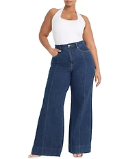 Good American Plus Size Good Waist High Rise Wide Leg Palazzo Denim Jeans