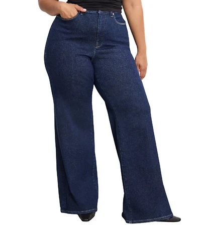 Good American Plus Size Good Waist High Rise Wide Leg Palazzo Jeans