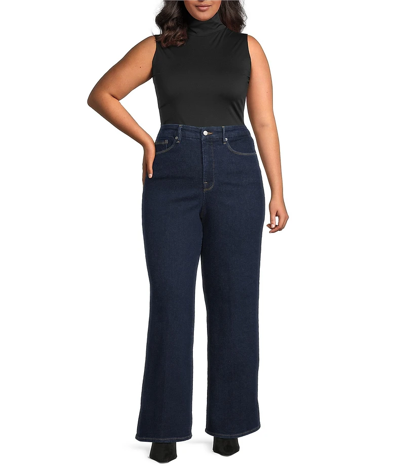 Good American Plus Size Good Waist High Rise Wide Leg Palazzo Jeans