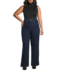 Good American Plus Size Good Waist High Rise Wide Leg Palazzo Jeans