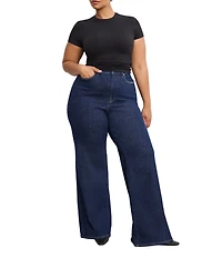 Good American Plus Size Good Waist High Rise Wide Leg Palazzo Jeans