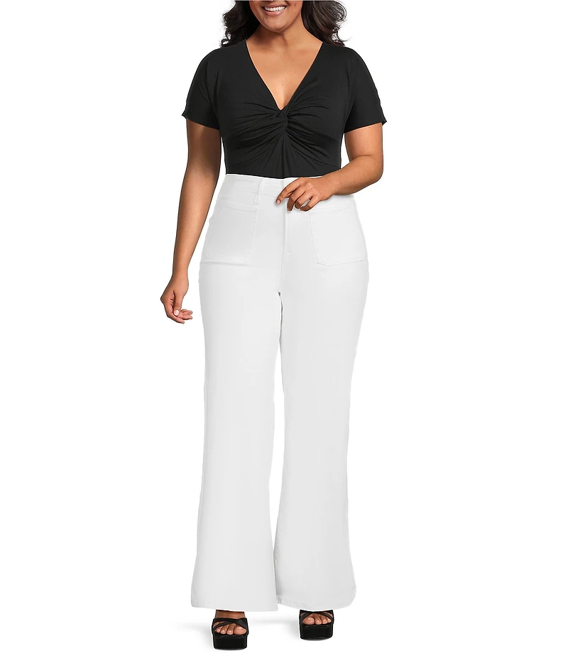 Good American Plus Size Good Waist Palazzo High Rise Wide Leg Denim Jeans