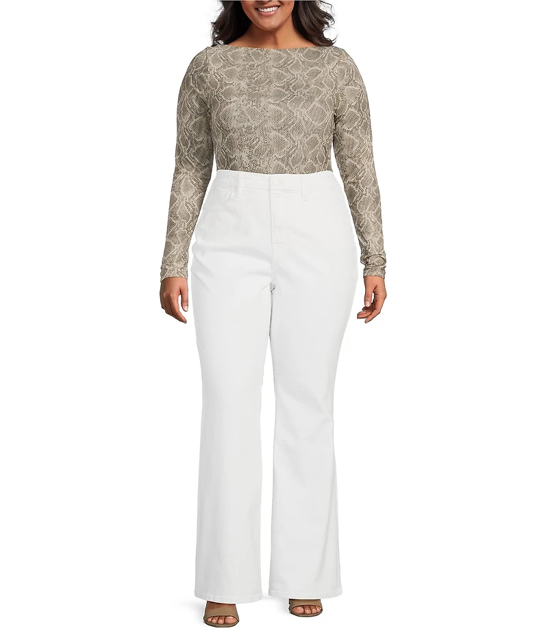 Good American Plus Size Mesh Boatneck Long Sleeve Bodysuit
