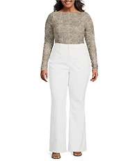 Good American Plus Size Mesh Boatneck Long Sleeve Bodysuit