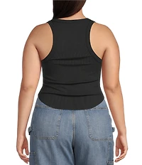 Good American Plus Size Micro Rib Scoop Neckline Sleeveless Tank