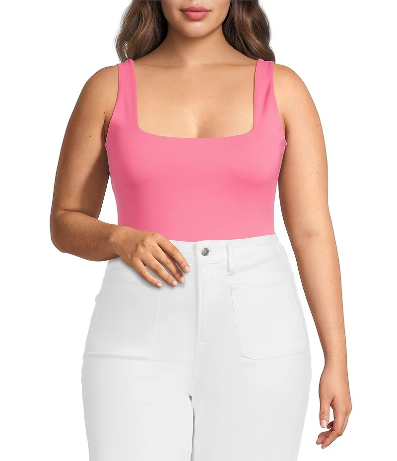 Good American Plus Size Sculpting Square Neck Modern Tank Bodysuit