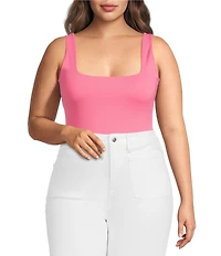Good American Plus Size Sculpting Square Neck Modern Tank Bodysuit