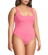 Good American Plus Size Sculpting Square Neck Modern Tank Bodysuit
