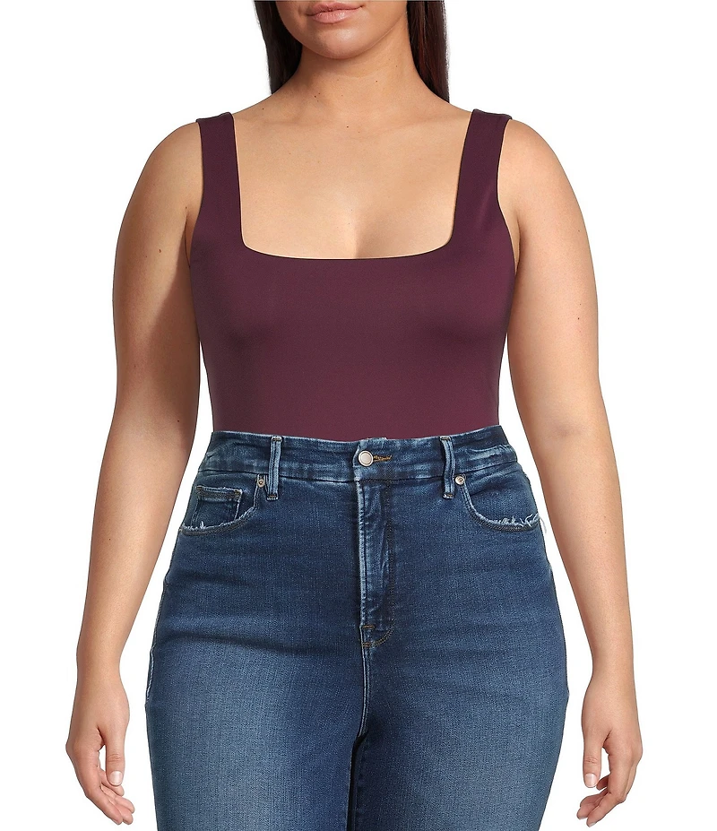 Good American Plus Size Sculpting Square Neck Modern Tank Bodysuit