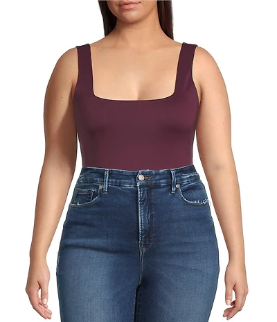 Good American Plus Size Sculpting Square Neck Modern Tank Bodysuit