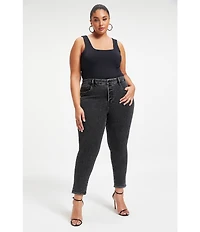 Good American Plus Size Scuba Knit Modern Square Neck Sleeveless Wide Strap Tank Bodysuit