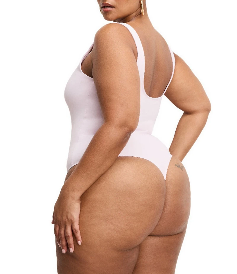 Good American Plus Size Scuba Knit Modern Square Neck Sleeveless Wide Strap Tank Bodysuit