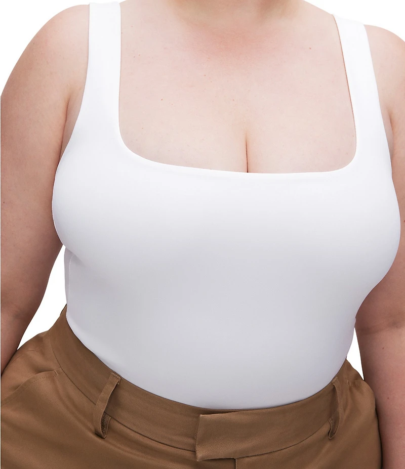 Good American Plus Size Sculpting Square Neck Modern Tank Bodysuit