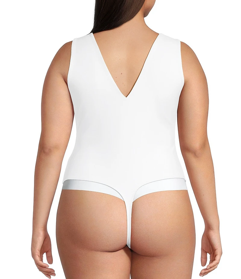 Good American Plus Size Sculpting Deep V-Neck Sleeveless Bodysuit
