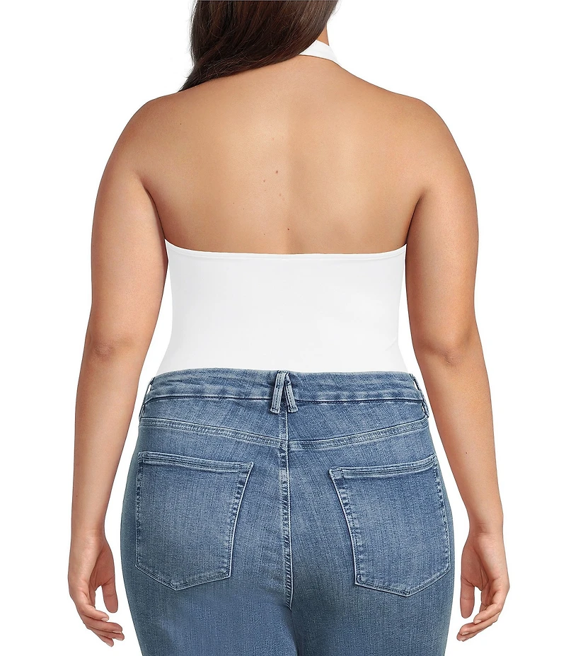 Good American Plus Size Sculpting Halter Square Neck Sleeveless Scuba Bodysuit