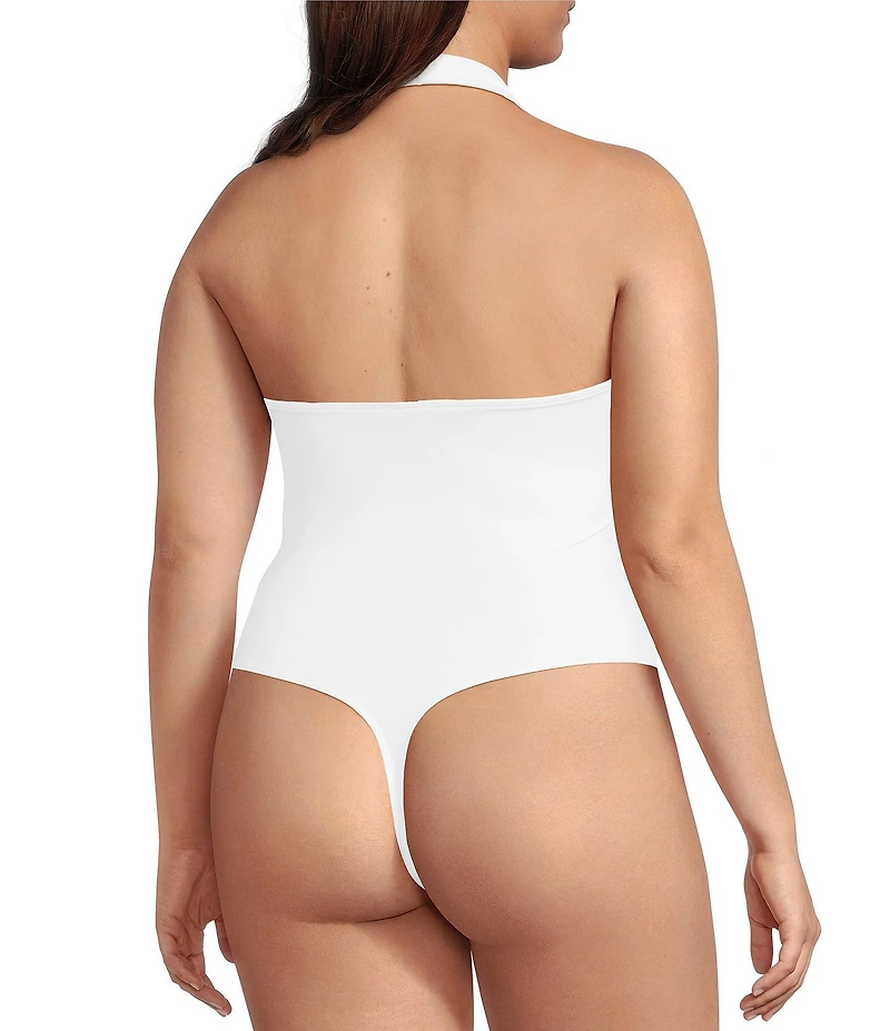 Good American Plus Size Sculpting Halter Square Neck Sleeveless Scuba Bodysuit