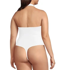 Good American Plus Size Sculpting Halter Square Neck Sleeveless Scuba Bodysuit