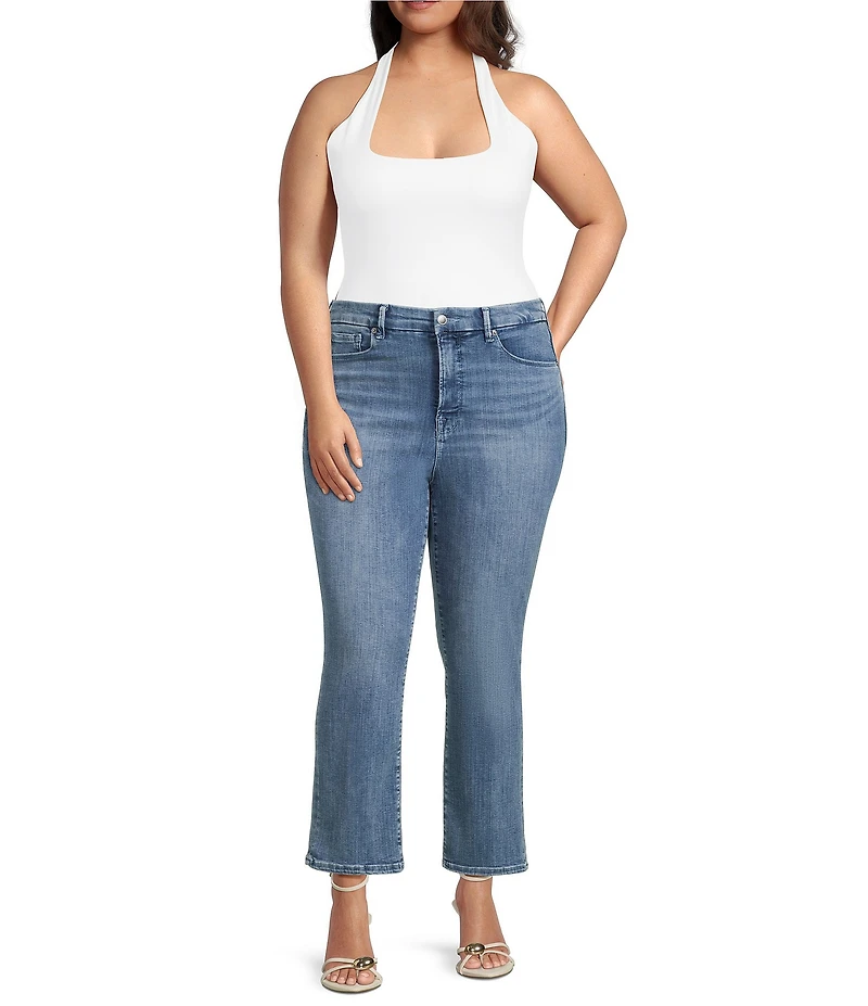 Good American Plus Size Sculpting Halter Square Neck Sleeveless Scuba Bodysuit