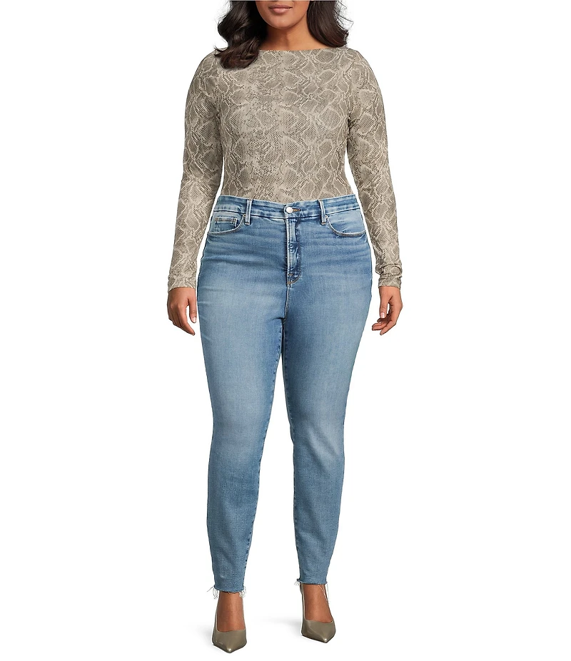Good American Plus Size Soft Tech Good Legs Mid Rise Skinny Leg Jeans