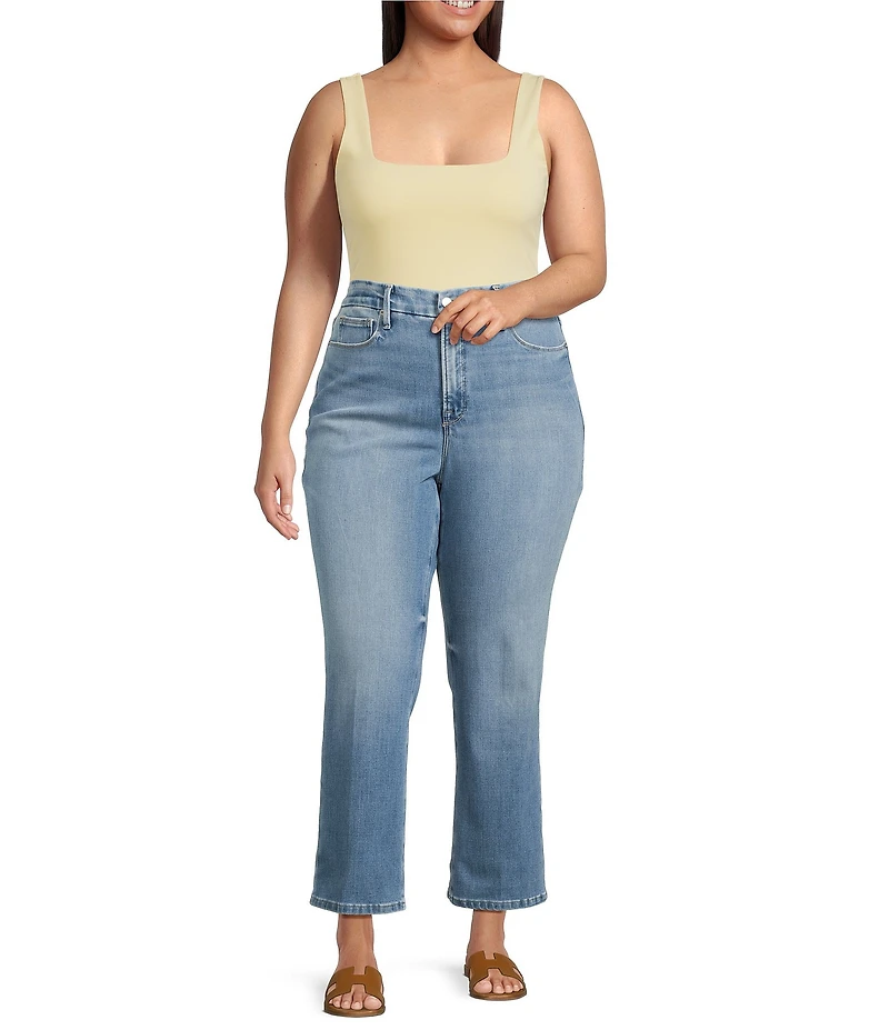 Good American Plus Size Soft Tech Good Legs Mid Rise Straight Jeans